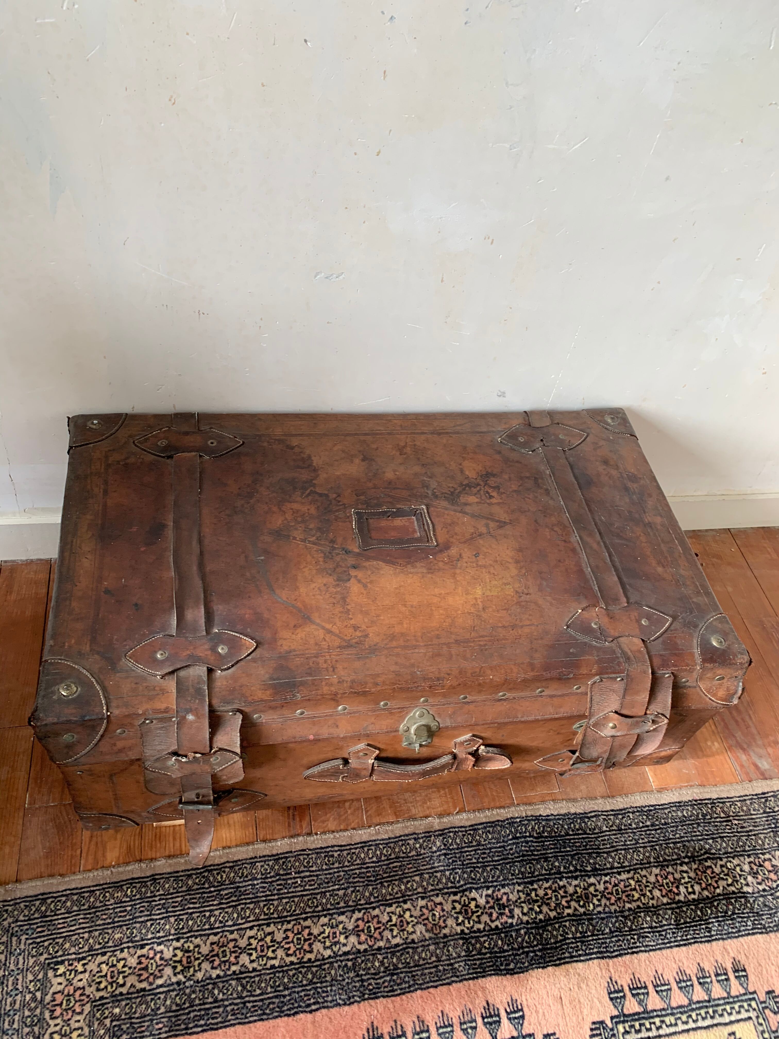 Old leather trunk