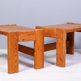 Paire de tables d'appoint en pin massif Suède 1970s