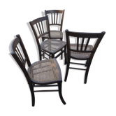 Lot de 4 chaises de bistrot cannées