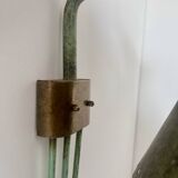 Vintage adjustable wall lamp, brass and patinated green, Italy 1950