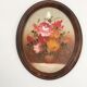 Medallion frame oil on canvas flowers