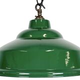 Industrial British Green Enamel Factory Pendant Lamp, 1960s