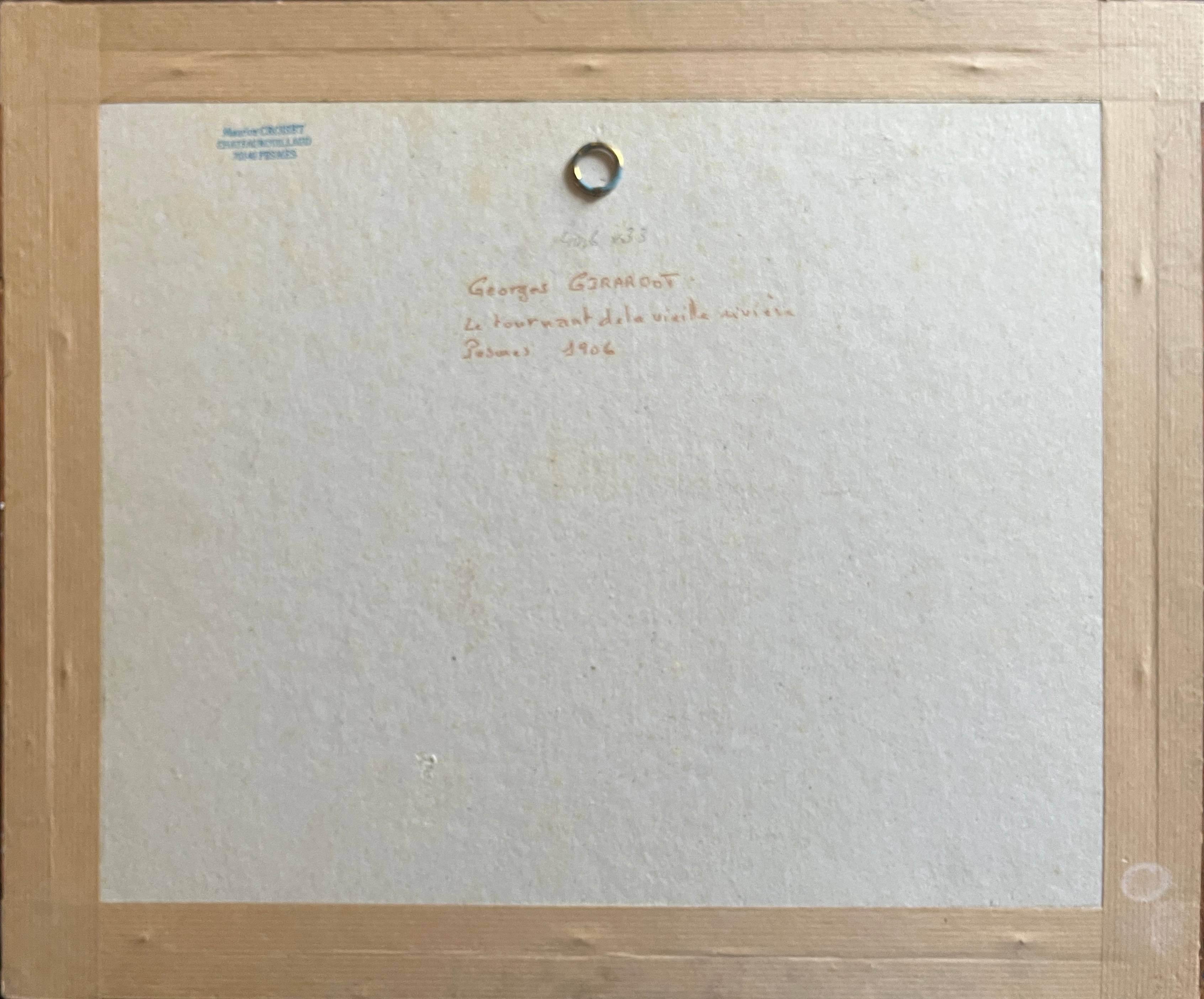 Watercolor painting attr. G. GIRARDOT (1856-1914) "Old river at Pesmes"