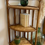 Vintage rattan corner shelf