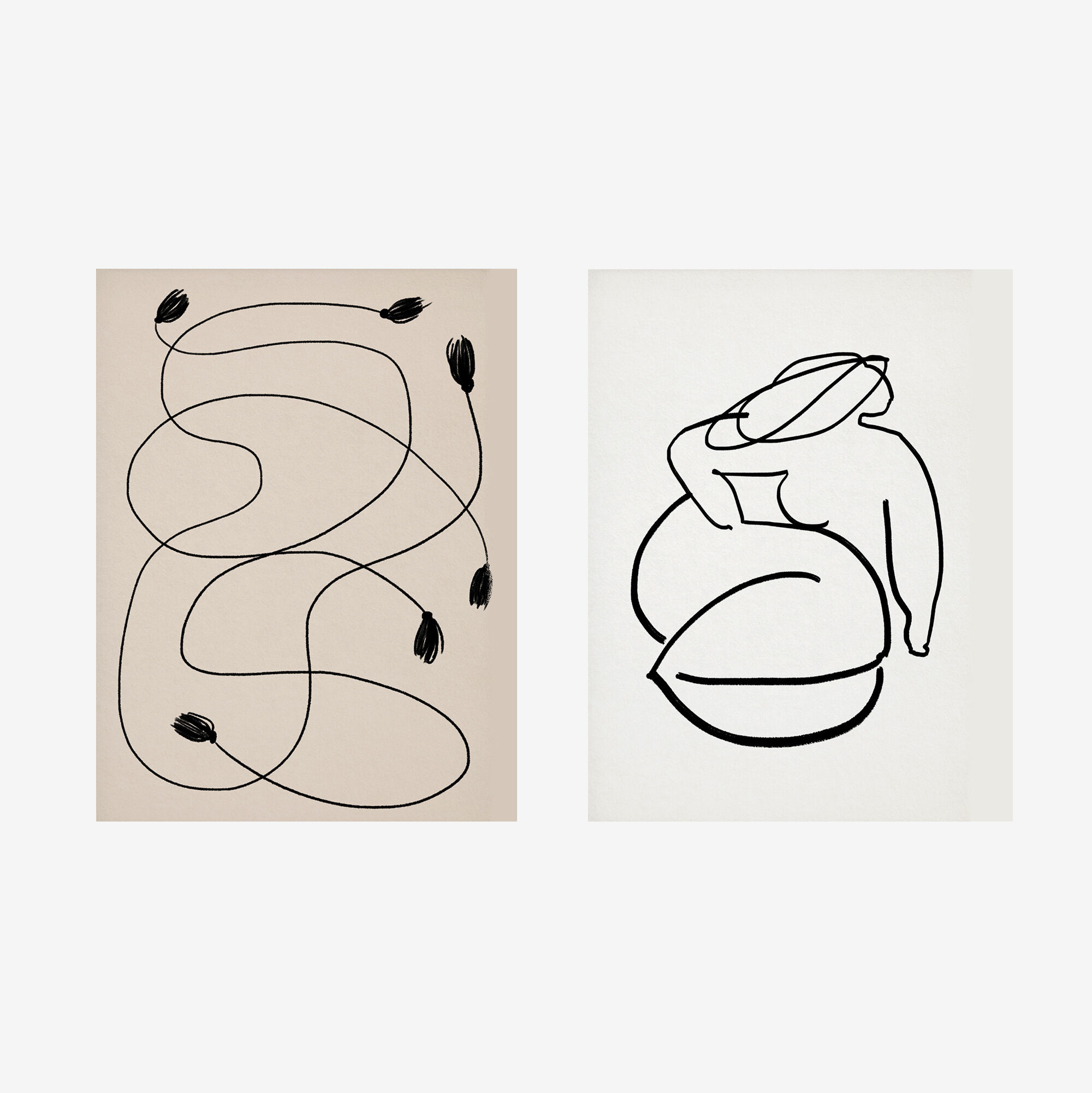 Pair of prints, abstract wall art set of two, 50x70cm