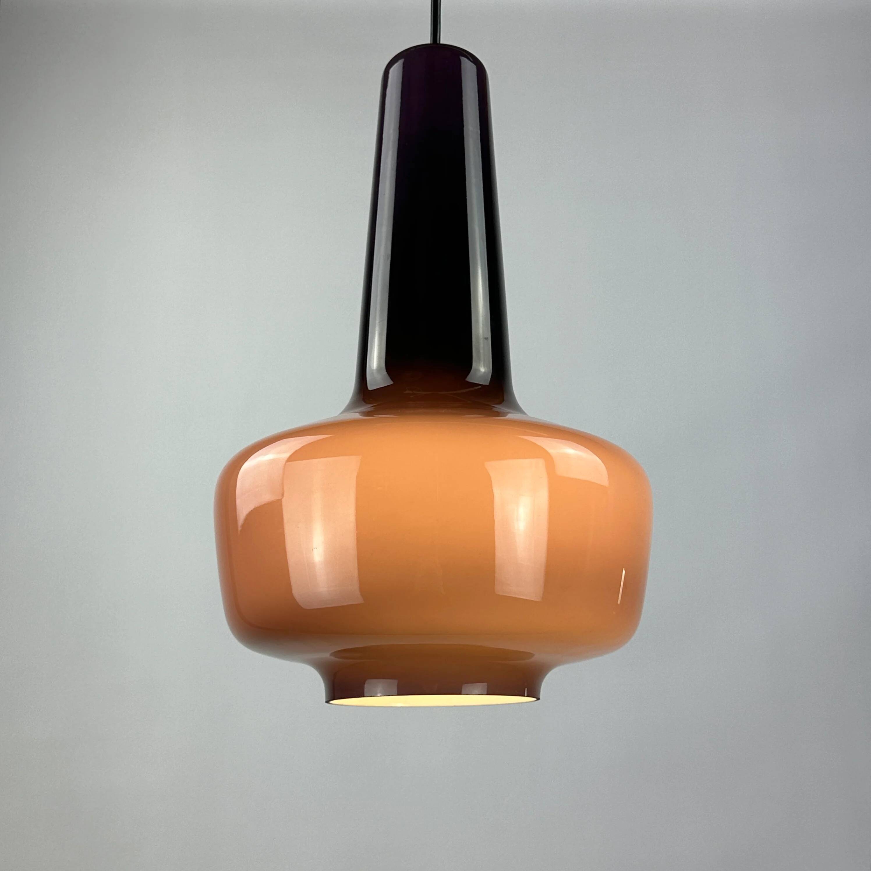Purple opaline glass suspension KRETA for Holmegaard by Jacob Bang