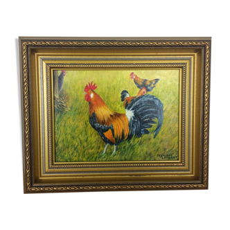 Rooster painting, backyard, painting