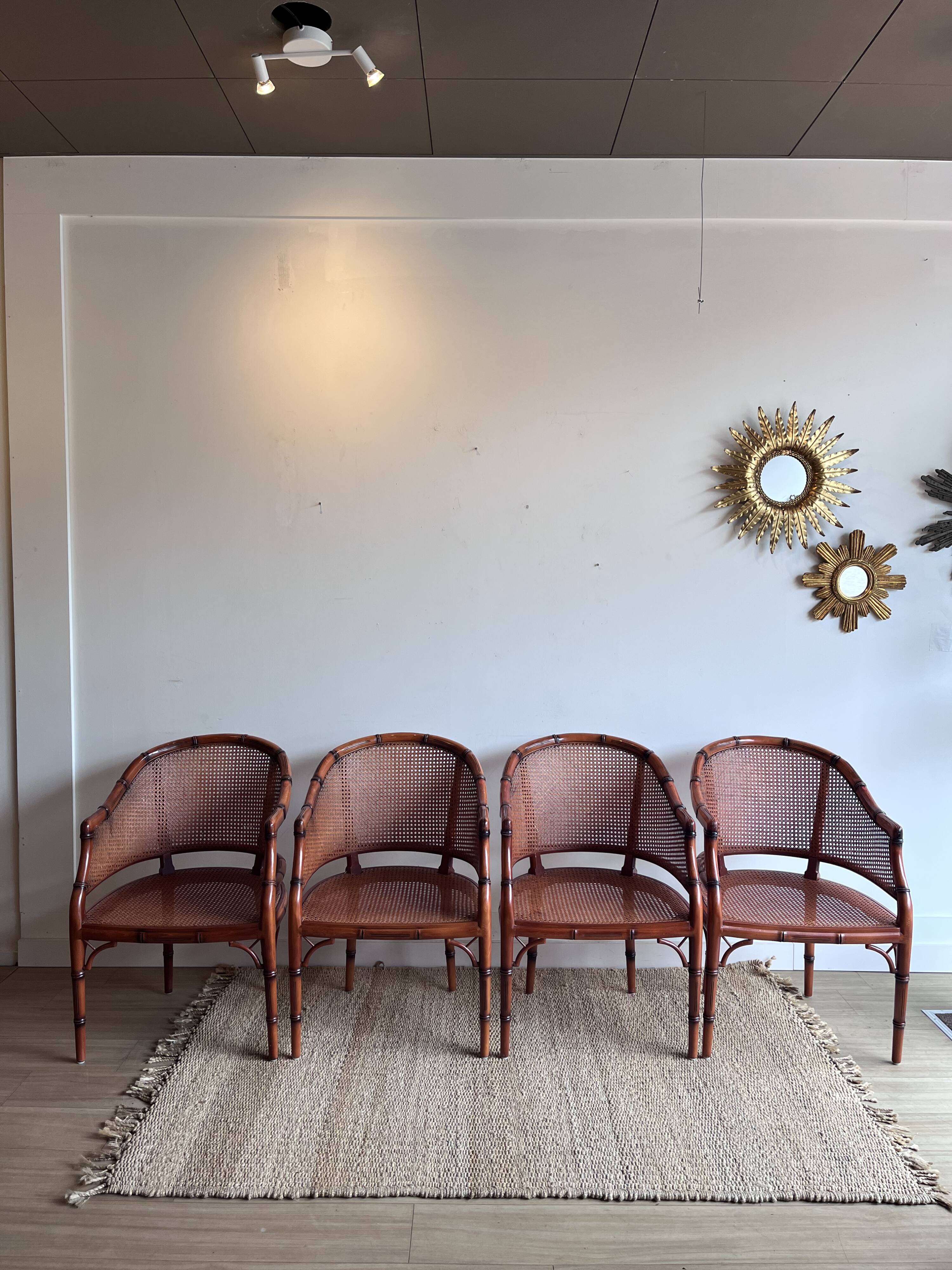 4 'Faux Bamboo' Dining Chairs Italian Giorgetti
