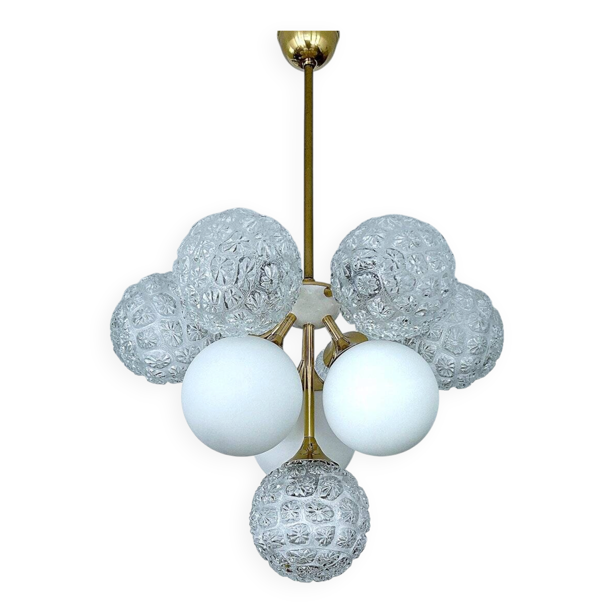 Large  Vintage Glass Pendant Light, 1960s