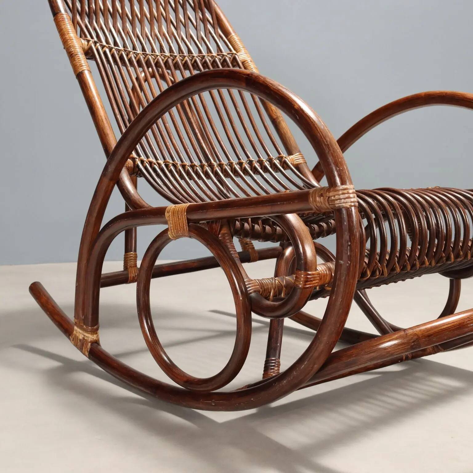 Vintage bamboo rocking chair, design, Italy, 1970s