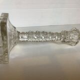 Square molded glass candle holder