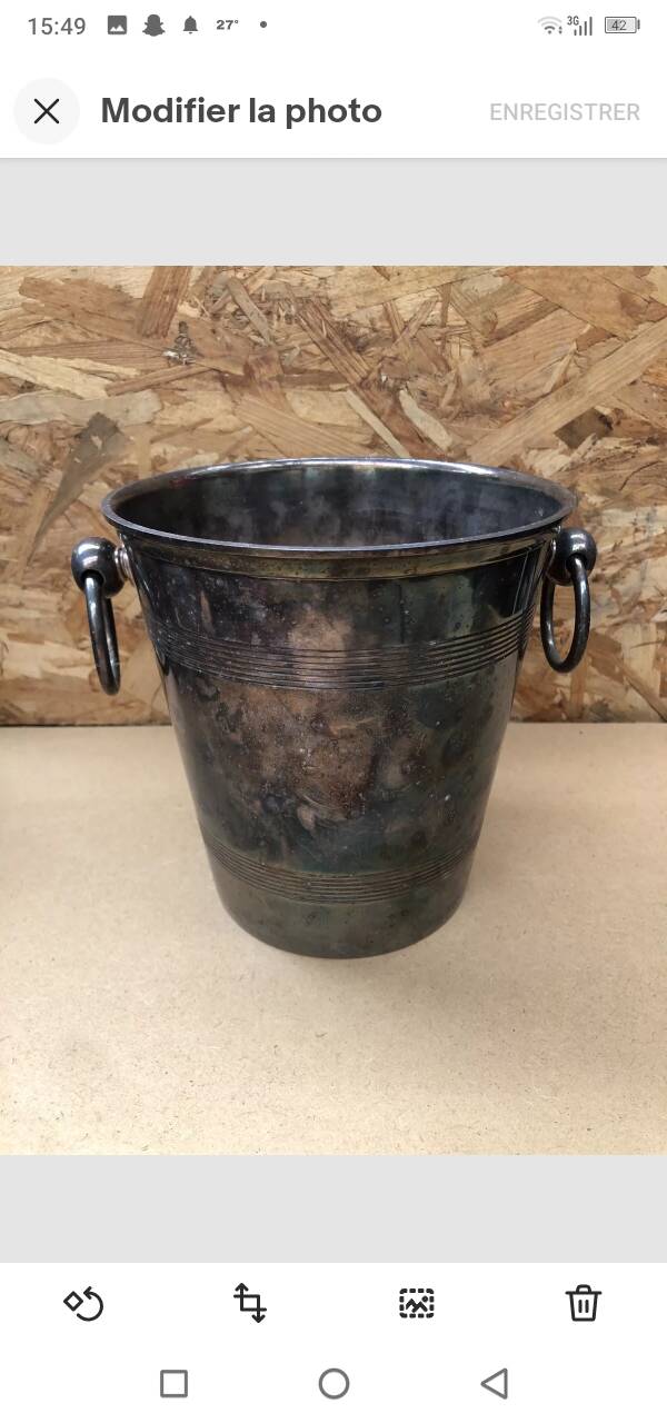 Old Silver Metal Champagne Cooler Bucket France