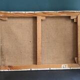 Peinture à l'huile vintage française sur toile d'une mine, signée ML Bertin Eustache