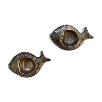 2 saltrons Christofle Gallia fish