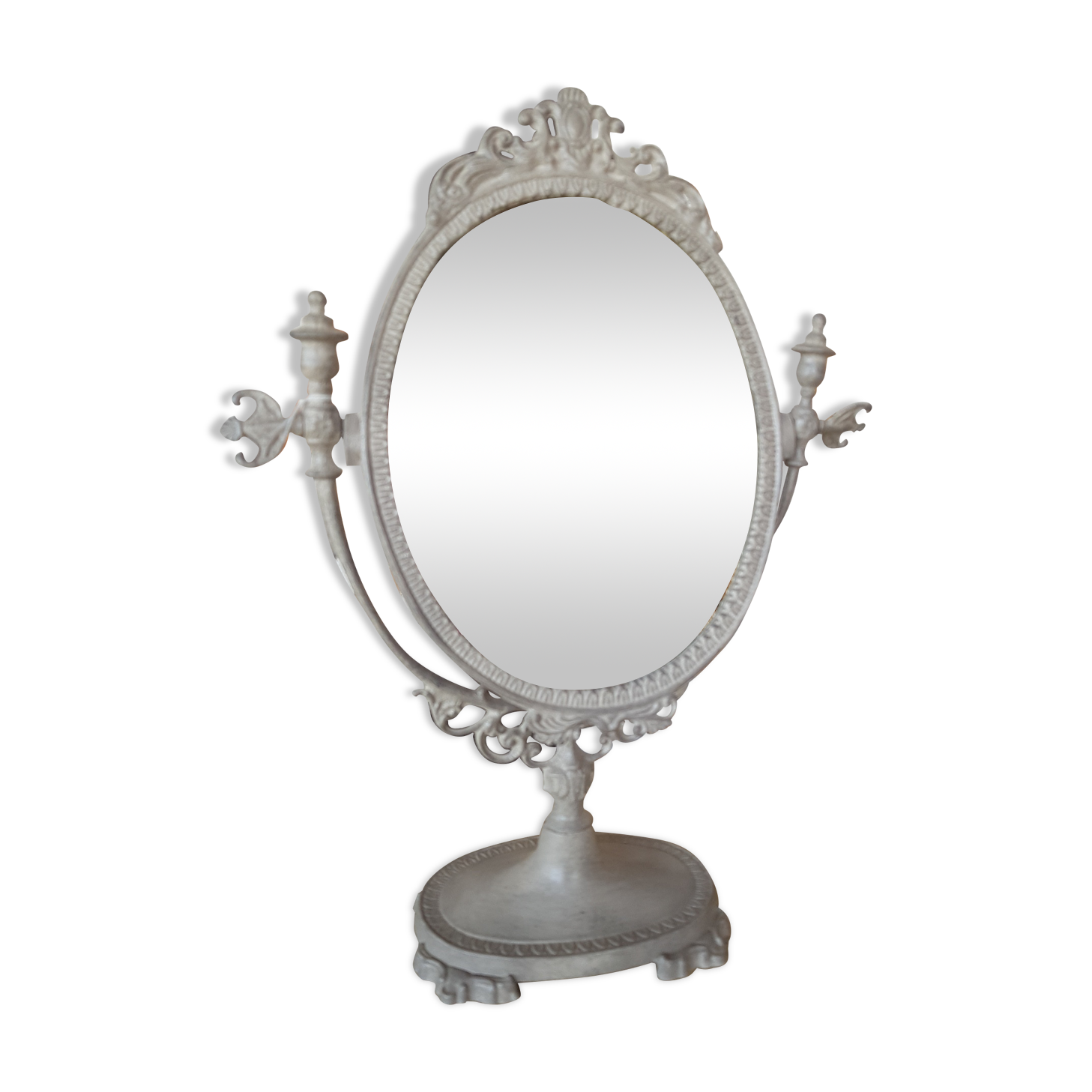 Linen patinated table pscyche mirror