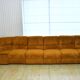 Yellow corduroy corner modular sofa, 1970s, set of 6
