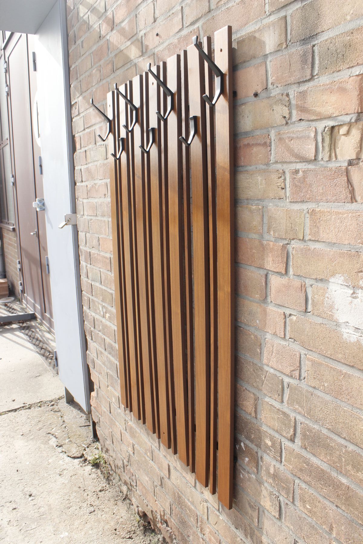 Vintage wall dressing coat hanger in Teck and Steel, Denmark, 1950s