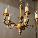 Bronze chandelier with 5 arms and its pair of 2-light wall sconces.