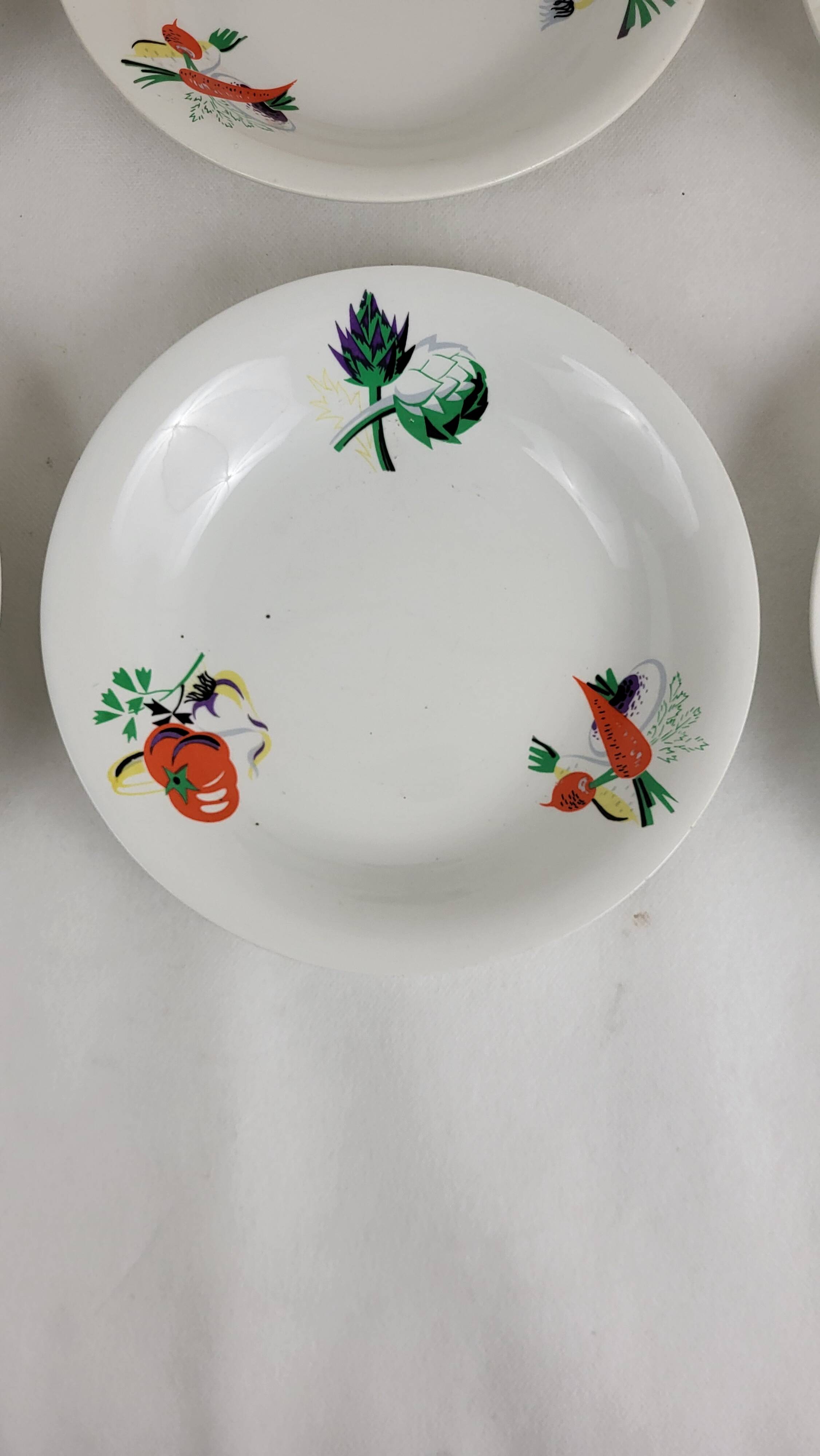 6 Vintage Luneville earthenware soup plates