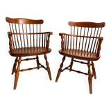 Paire de fauteuils anglais Windsor à barrettes (années 60)