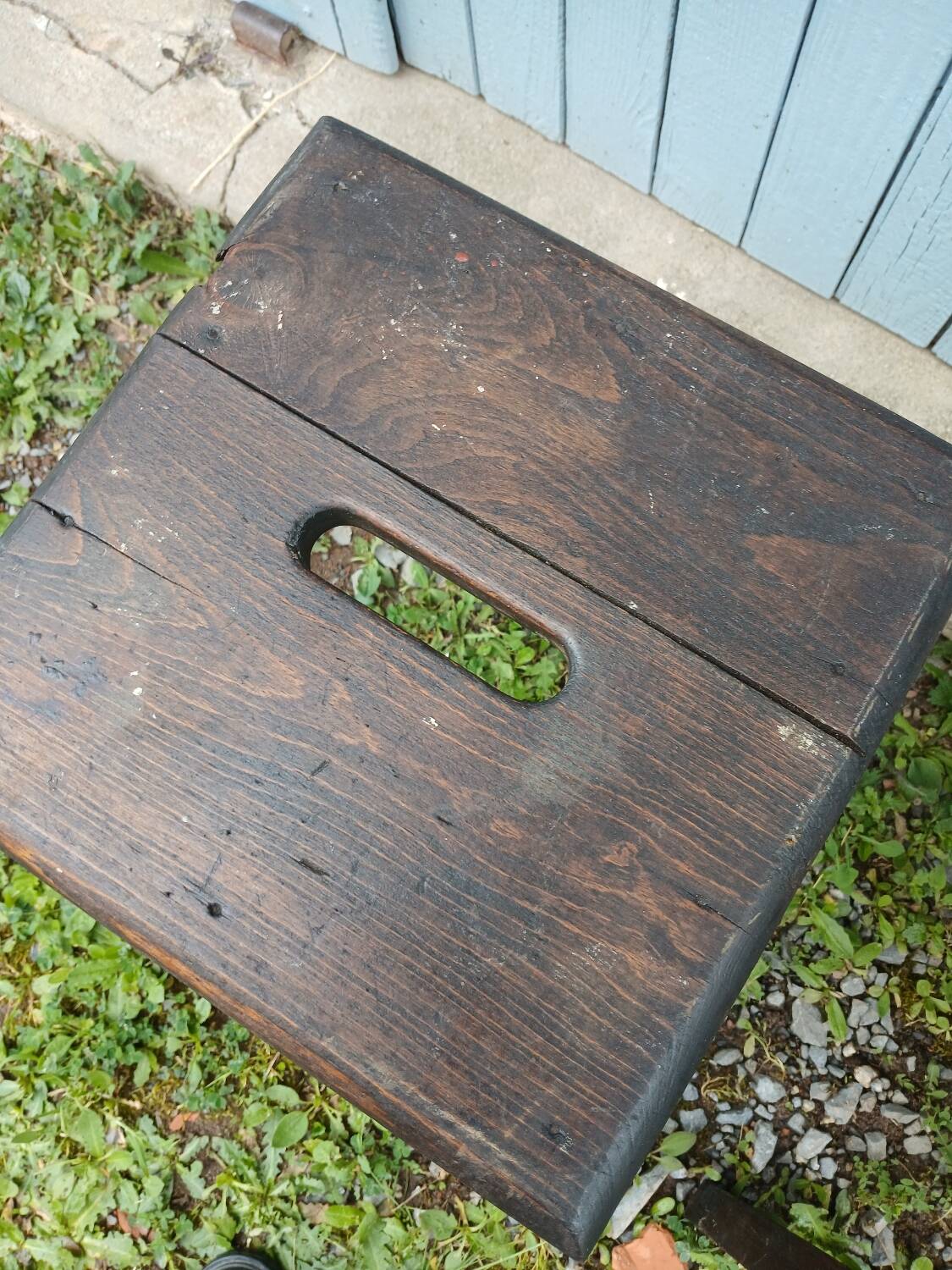 2 antique wooden workshop stools