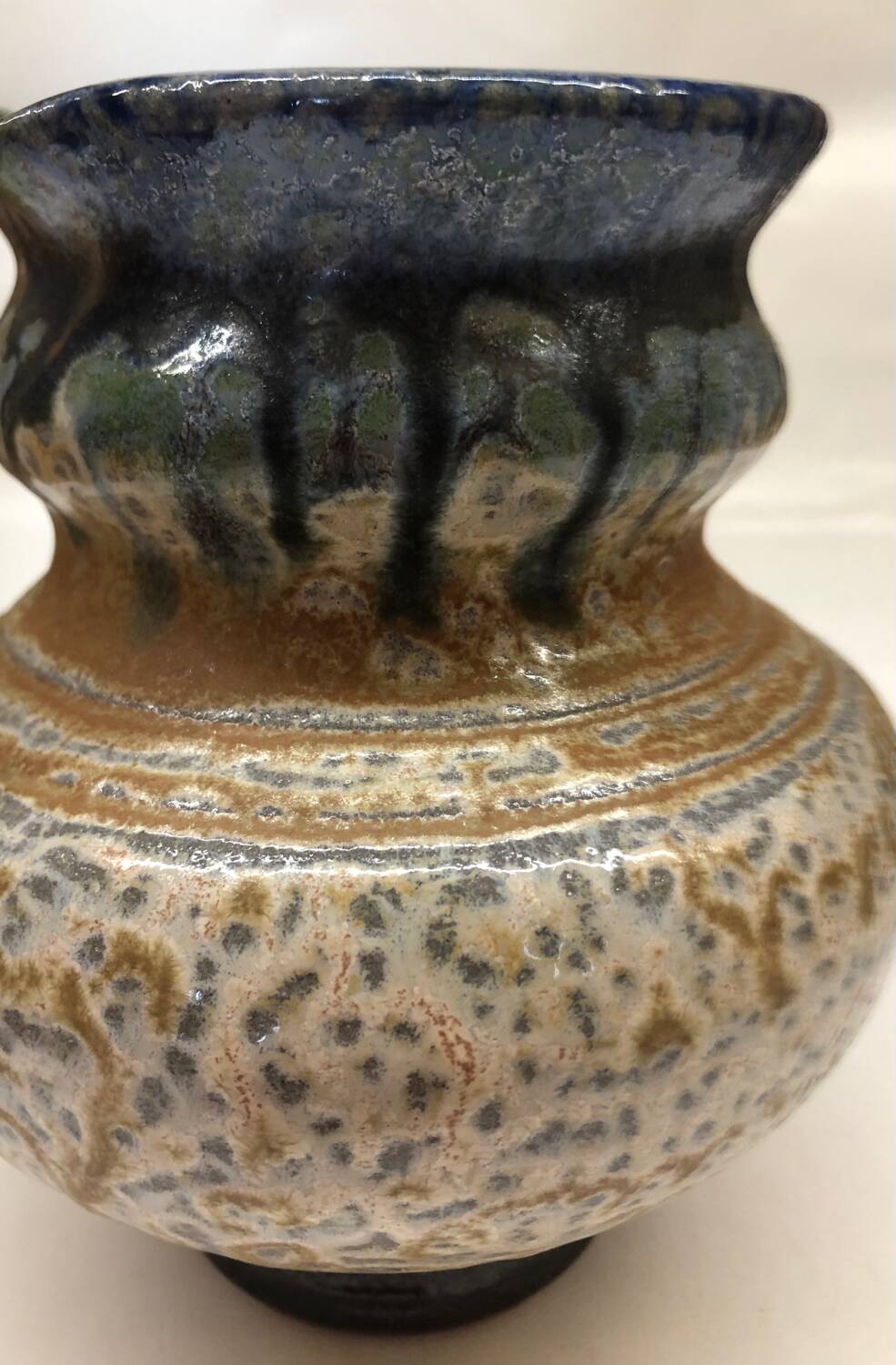 Belgian flamed salt-glazed stoneware pitcher by Pitot