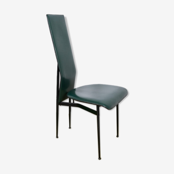 Italian design chair Fasem S44 in dark green leather