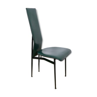 Italian design chair Fasem S44 in dark green leather