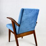 Vintage Ocean Blue Easy Chair attributed to Mieczyslaw Puchala, 1970s