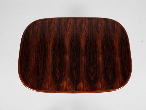 Table à manger ovale danoise vintage en palissandre 1960 - avec 2 rallonges