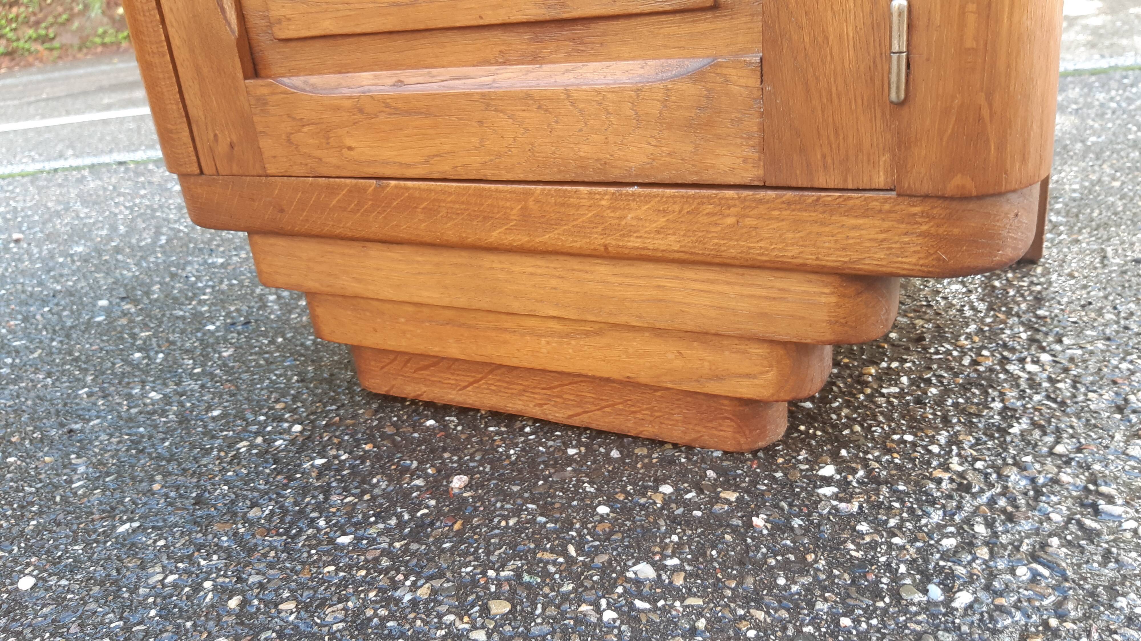 Bedside art deco solid oak