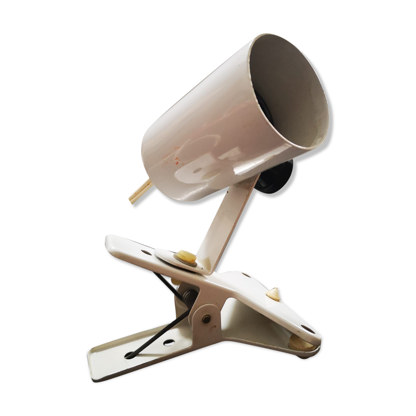 Old spotlight lamp with hanging clip 100% white 100%1970 vintage tbe