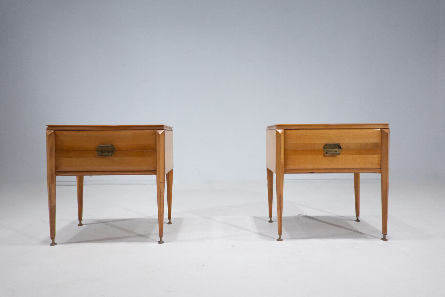 Mid-century modern pair of wooden nightstands, italy, 1960s