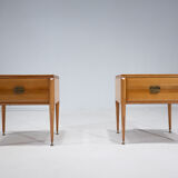 Mid-century modern pair of wooden nightstands, italy, 1960s