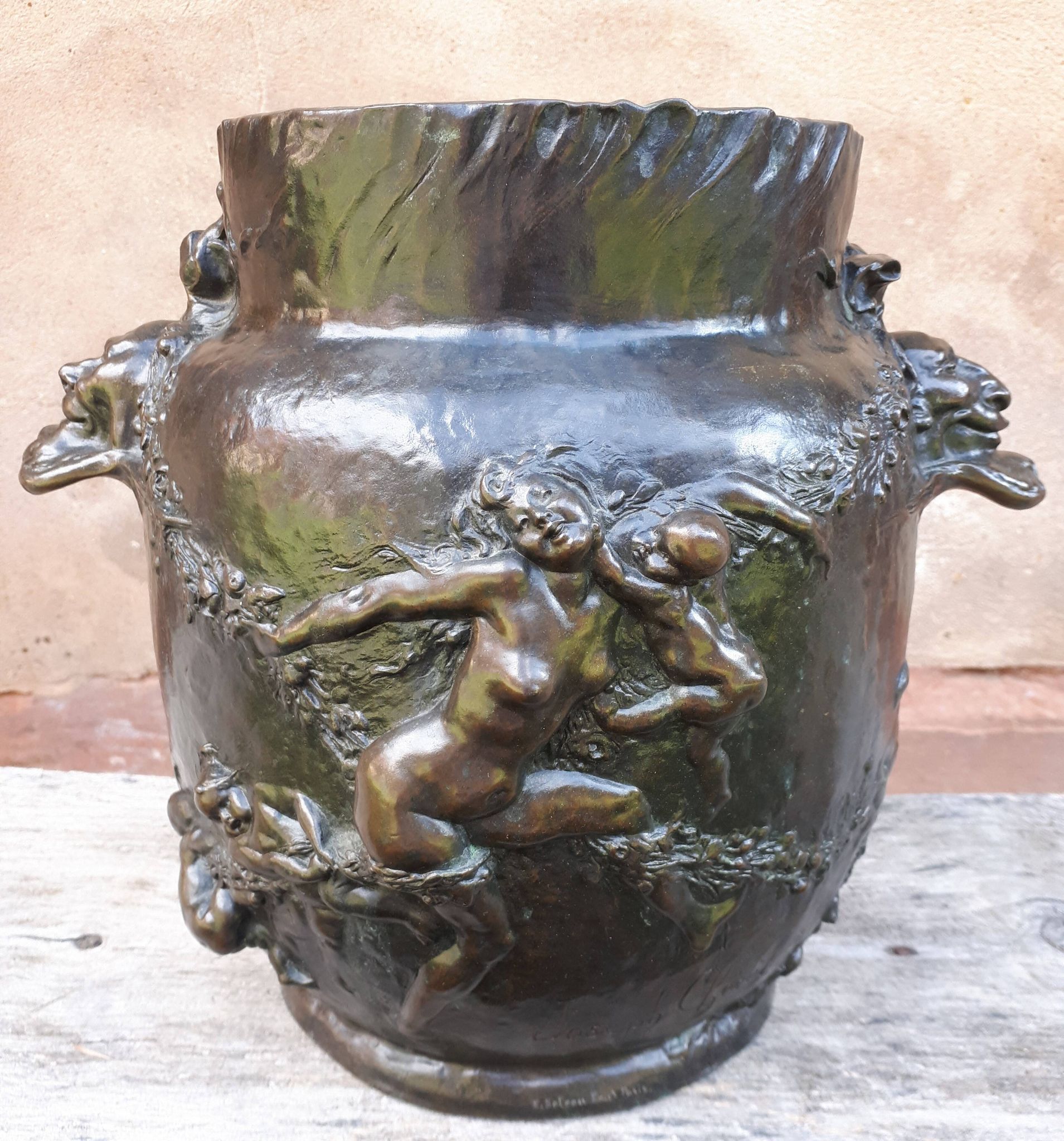 Art Nouveau Bronze Planter, by Joseph Chéret
