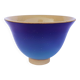 Blue glazed stoneware bowl on a foot, signed SP, Puisaye.