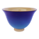 Blue glazed stoneware bowl on a foot, signed SP, Puisaye.