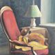 Painting interior scene, oil on plywood, early twentieth.