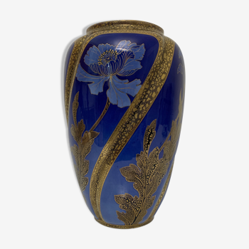 Vase style art nouveau décor floral kg luneville keller guerin