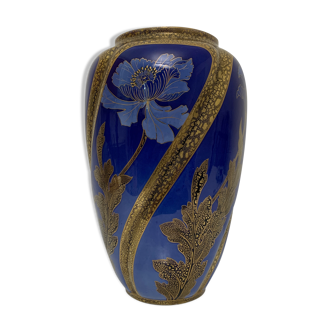 Vase style art nouveau décor floral kg luneville keller guerin