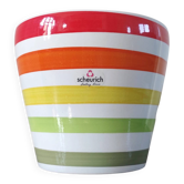 Vintage ceramic cache-pot with multicoloured stripes.