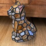 Vintage cat lamp in glass and metal
