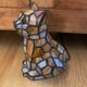 Lampe chat vintage en verre et métal