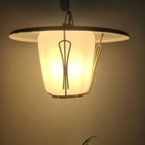 Vintage suspension sheet brass opaline glass