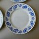 6 flat plates, blue décor, 23 cm