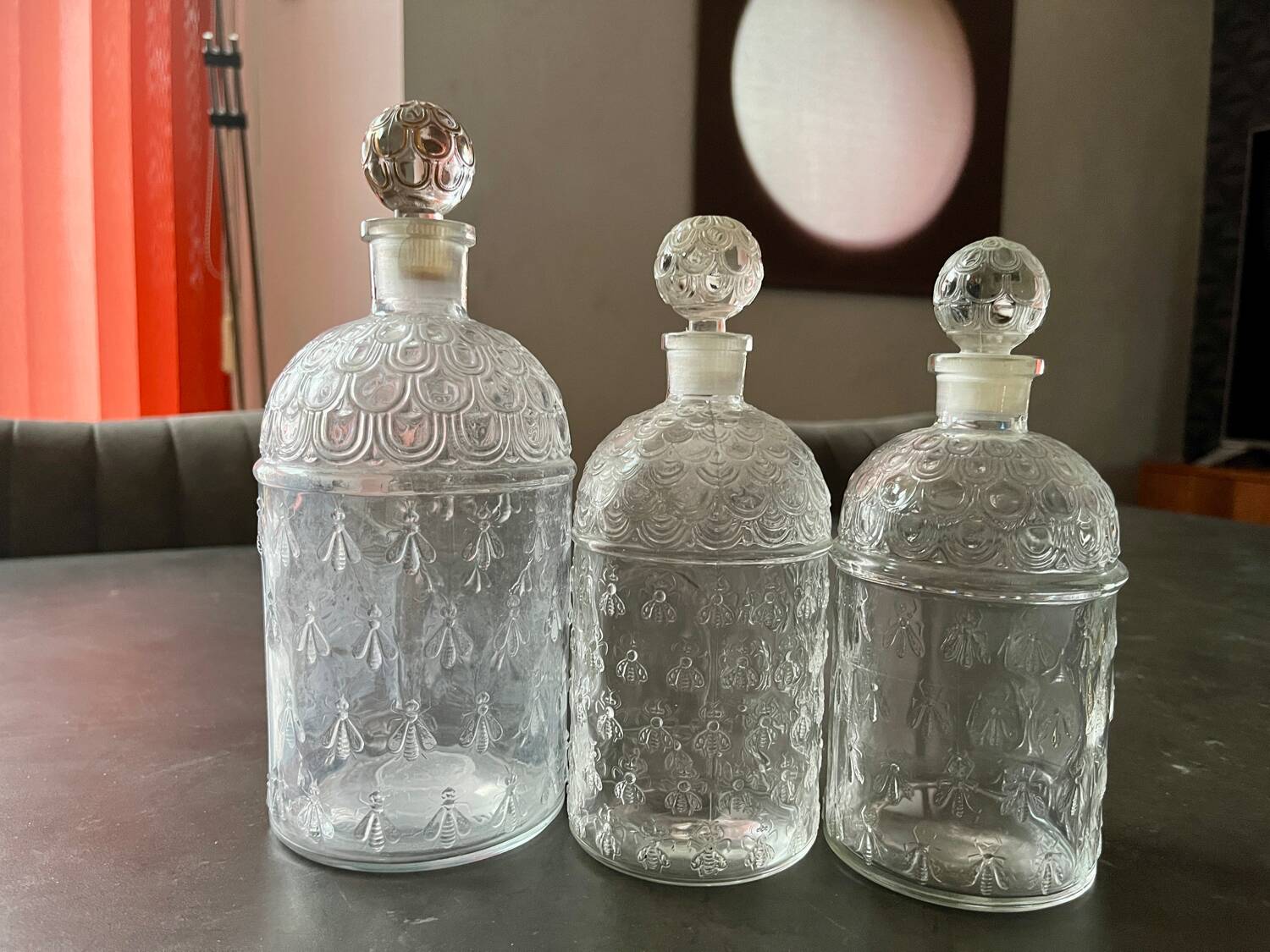 Lot of 3 old Guerlain perfume bottles with bees