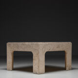 Square coffee table in travertine 1980
