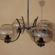 Chandelier 70s metal chrome with 4 glass globes