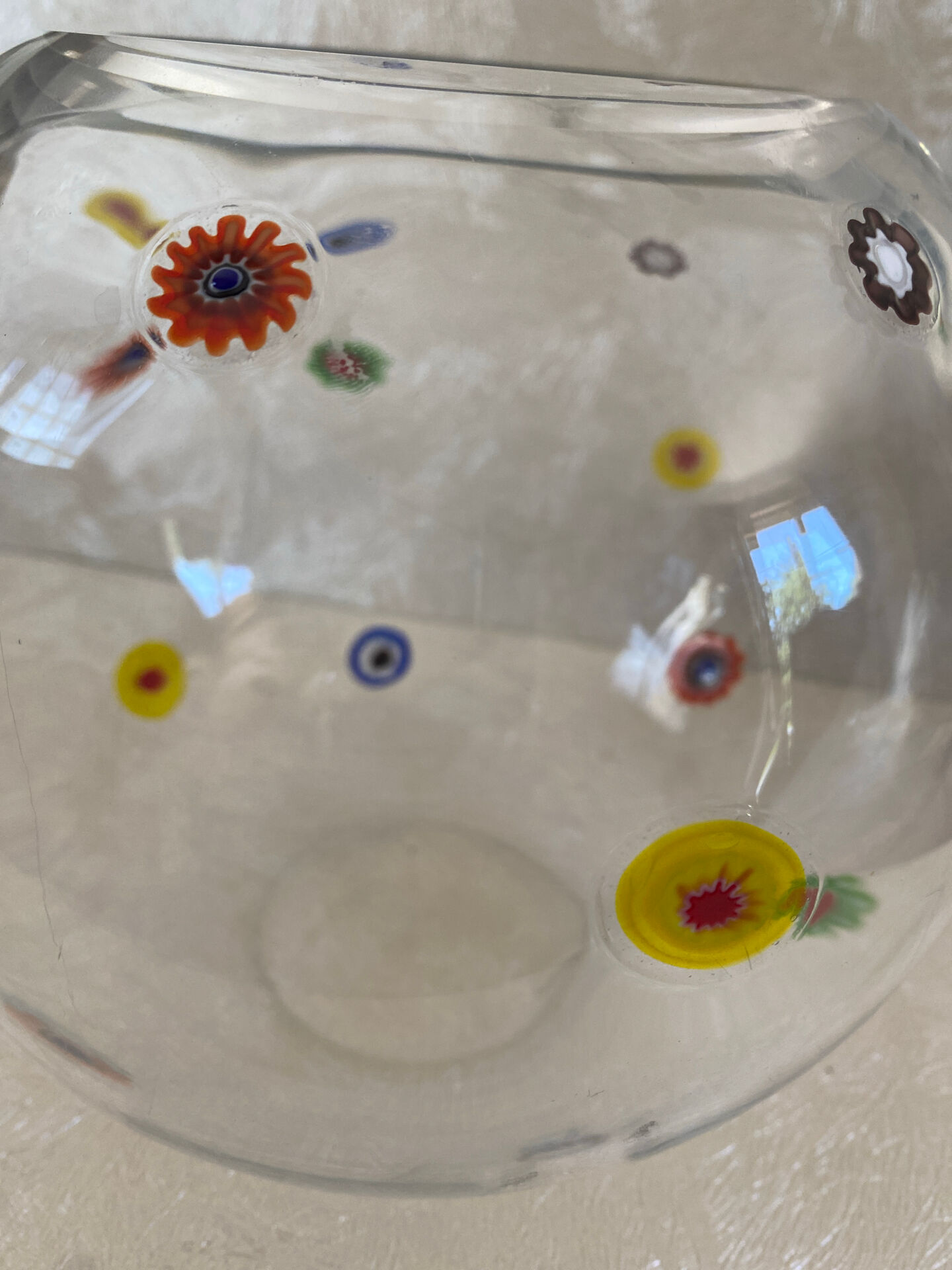 Art glass round vase, Millefiori technique (Murano style)