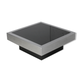 Coffee table in steel and black glass. France, circa 1970